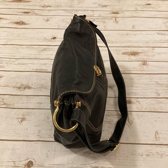 Marino Orlandi Black Leather Satchel Shoulder Bag